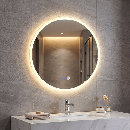 60 cm Round LED Bathroom Mirror with Anti-Fog & 3 Light Colours