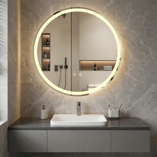 70 cm Round LED Bathroom Mirror with Front & Back Lighting
