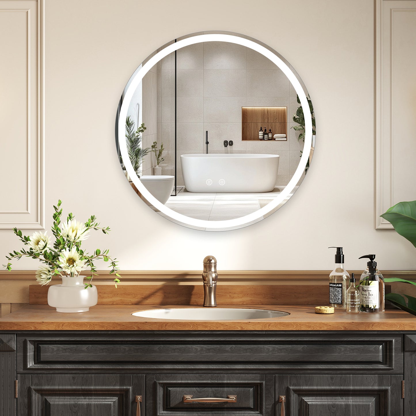 70 cm Round LED Bathroom Mirror with Front & Back Lighting