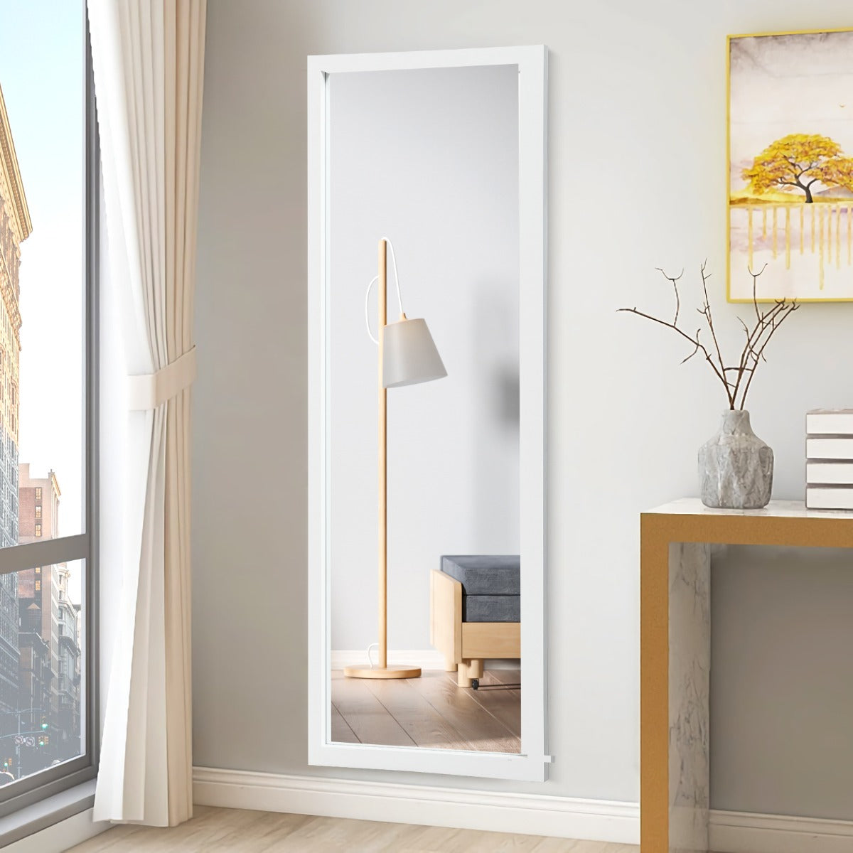 120 cm Over-the-Door Full-Length Dressing Mirror – White