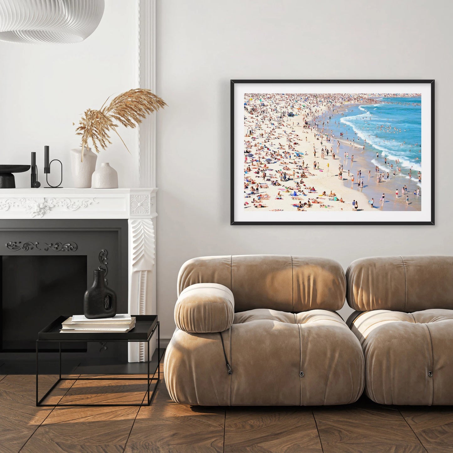 Bondi Summer Beach Crowd Canvas Wall Art – bedroom lifestyle