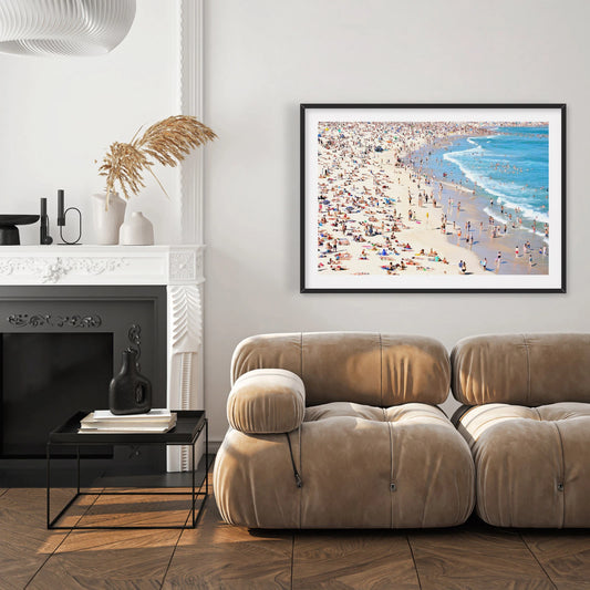 Bondi Summer Beach Crowd Canvas Wall Art – bedroom lifestyle
