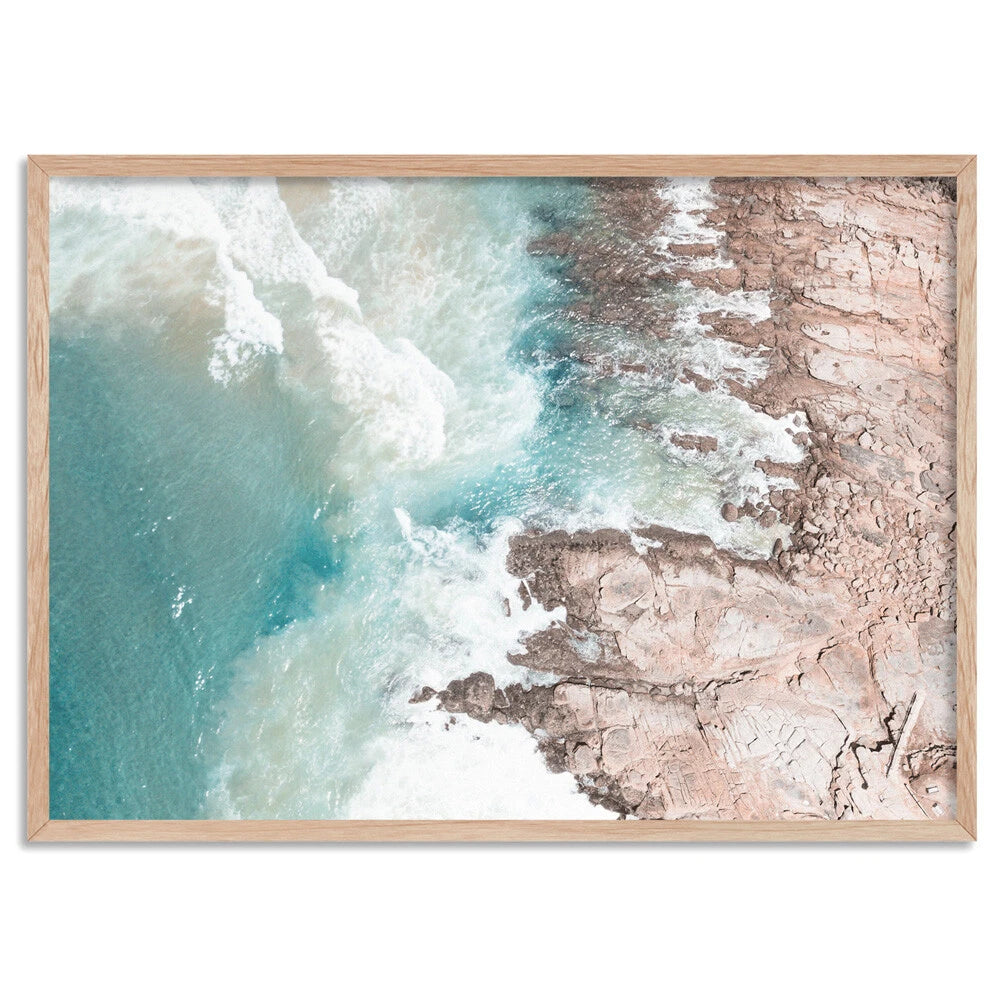 Aerial Western Australia Coast Canvas Wall Art – birch floating frame