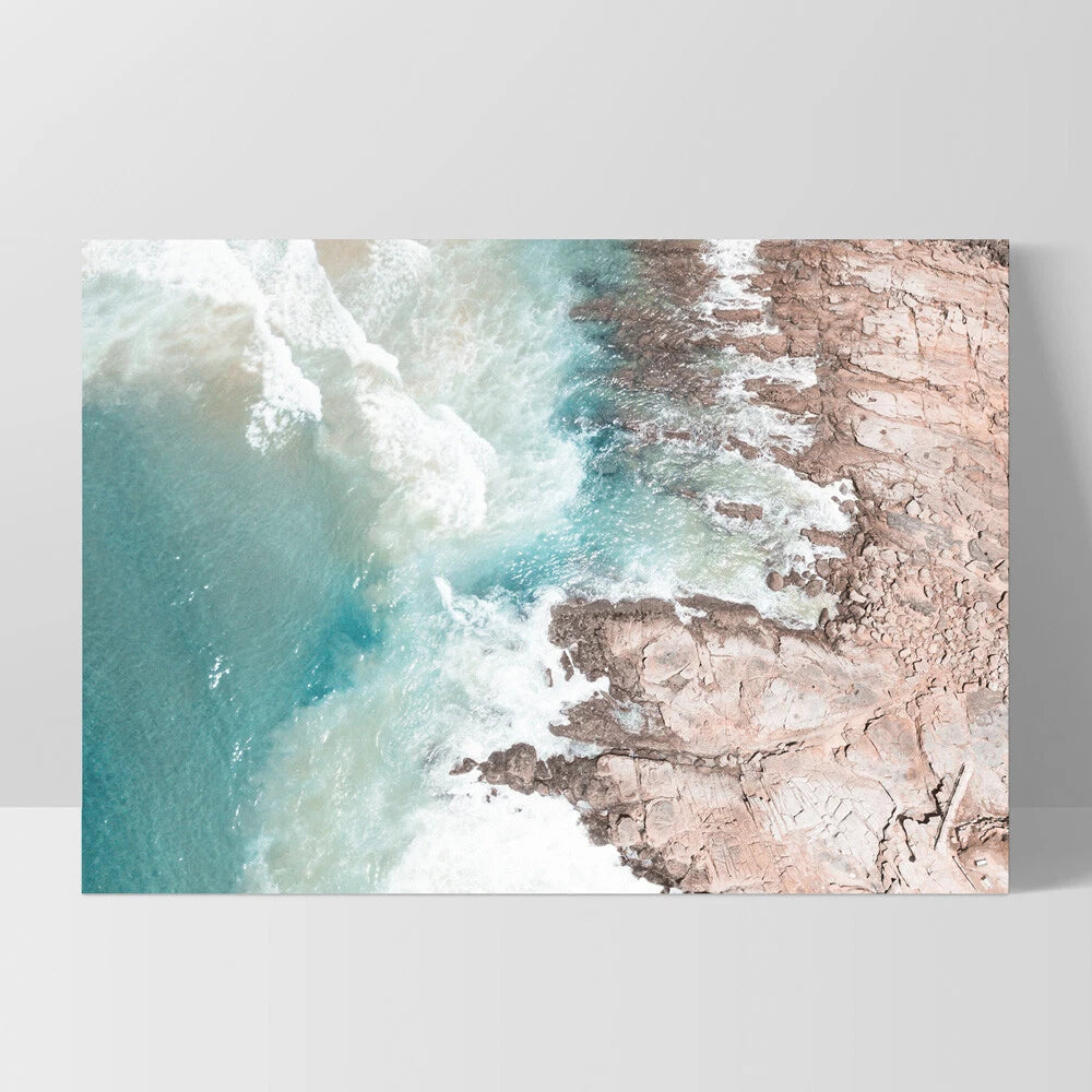 Aerial Western Australia Coast Canvas Wall Art – white floating frame