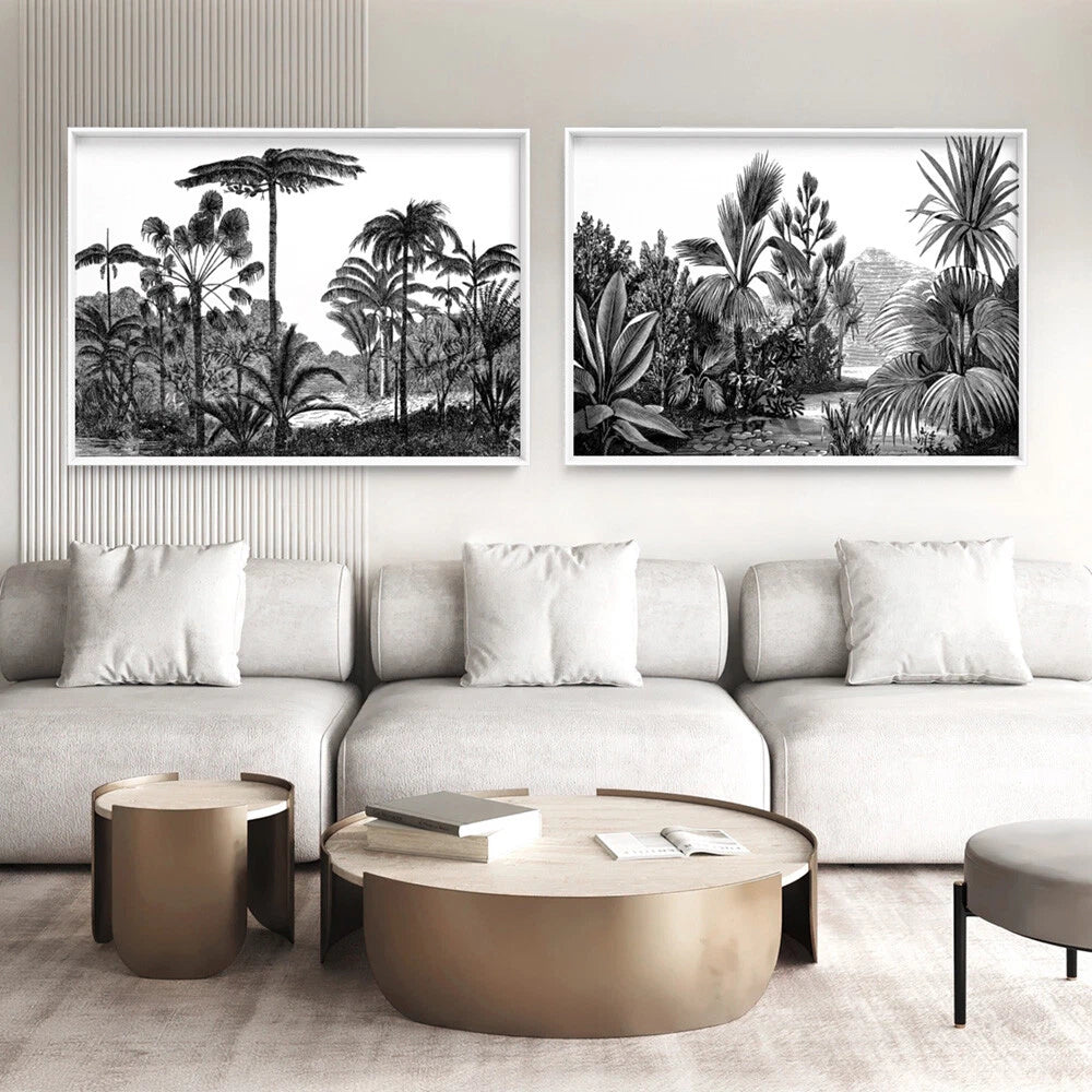 Vintage Botanical Study Monochrome Canvas Wall Art – gallery wall lifestyle