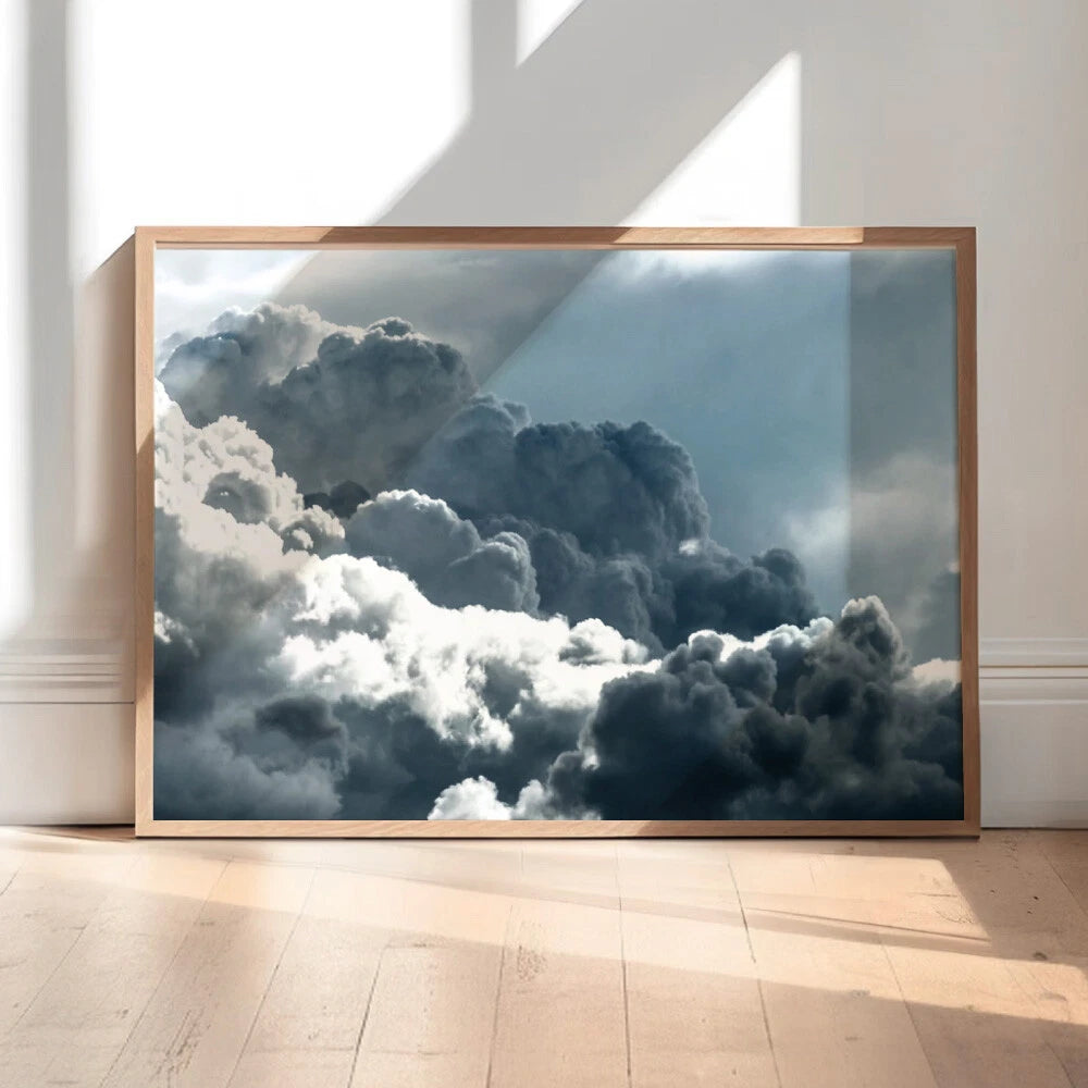 Dreamy Blue Cloudscape Canvas Wall Art – bedroom lifestyle