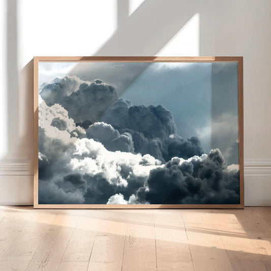 Dreamy Blue Cloudscape Canvas Wall Art – bedroom lifestyle