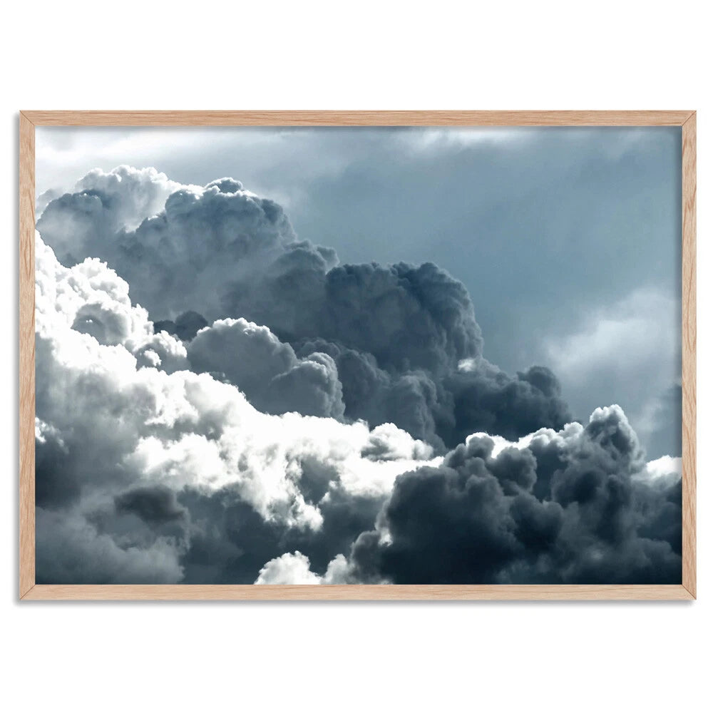 Dreamy Blue Cloudscape Canvas Wall Art – birch floating frame