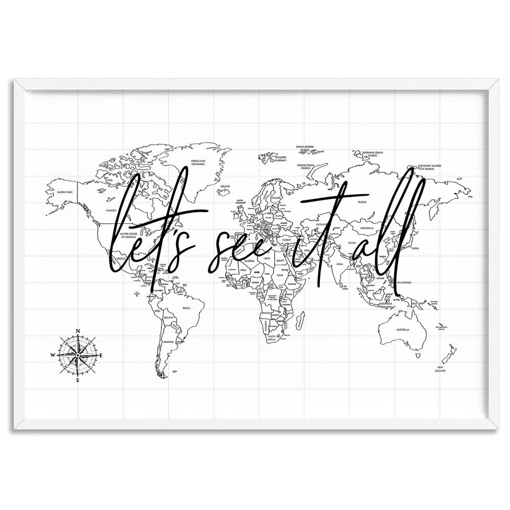 Minimal World Map Travel Canvas Wall Art – artwork