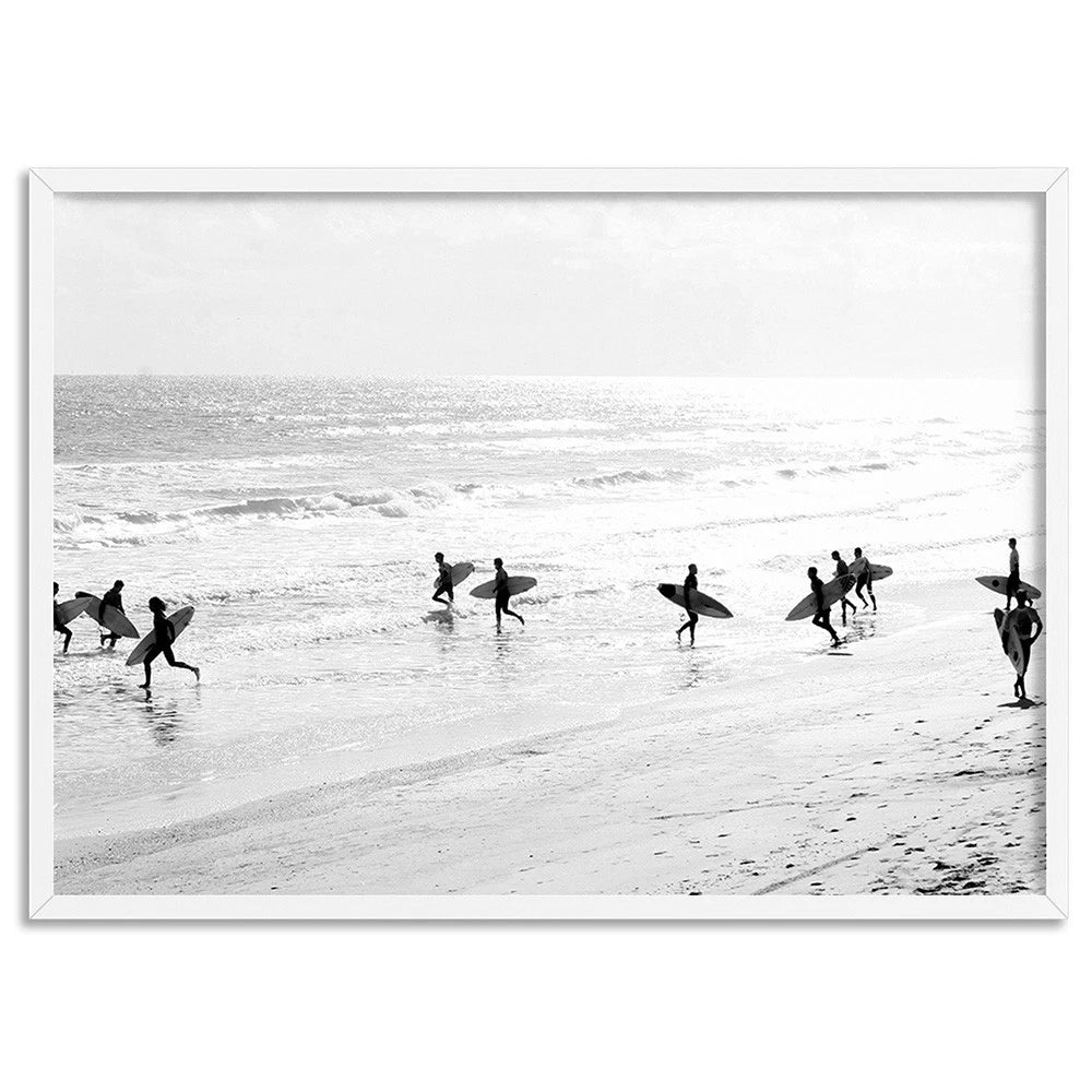 Monochrome Surf Horizon Canvas Wall Art – artwork