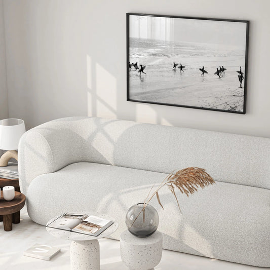 Monochrome Surf Horizon Canvas Wall Art – bedroom lifestyle