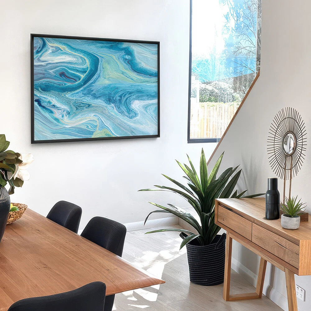 Blue Fluid Abstract Canvas Wall Art – gallery wall lifestyle