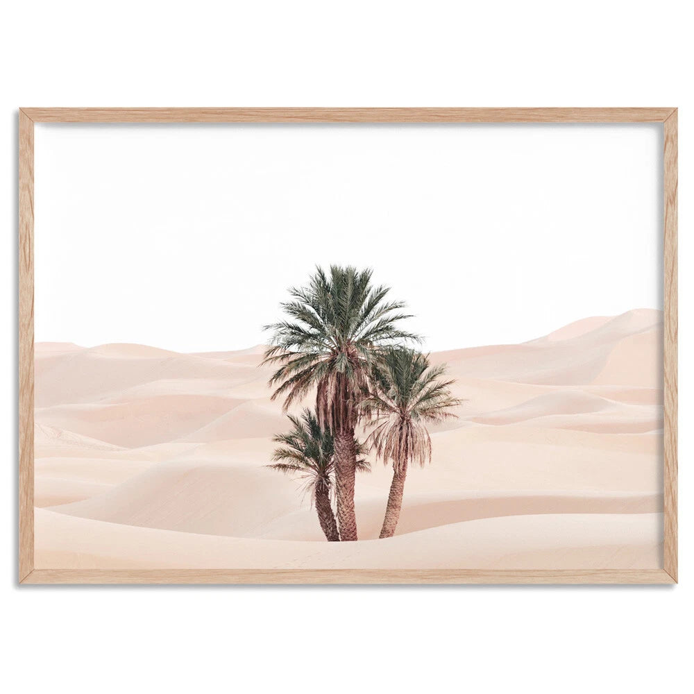 Desert Palms Blush Landscape Canvas Wall Art – birch floating frame