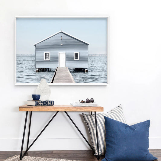Crawley Edge Boatshed Perth Canvas Wall Art – bedroom lifestyle
