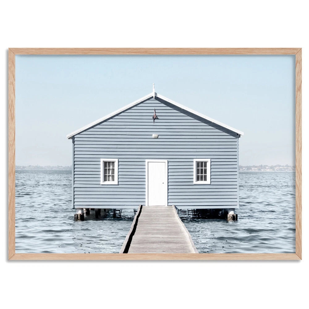 Crawley Edge Boatshed Perth Canvas Wall Art – birch floating frame