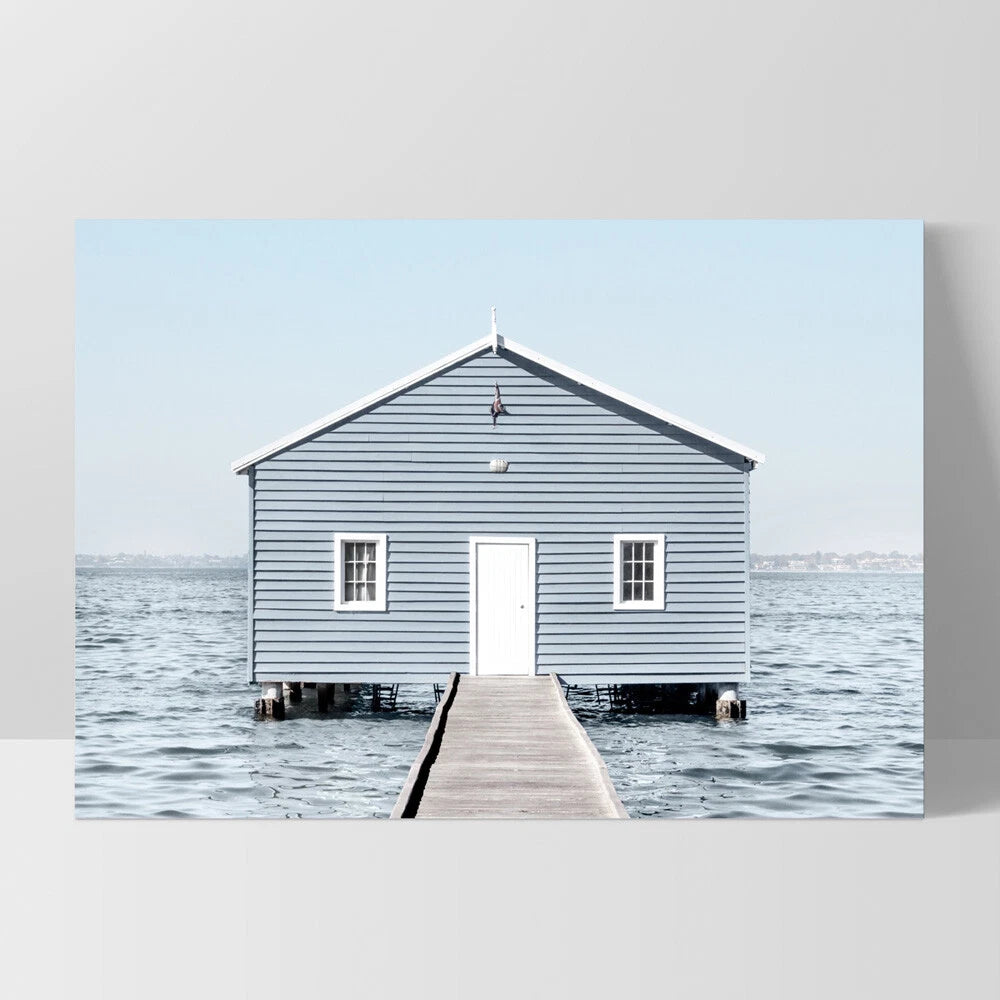 Crawley Edge Boatshed Perth Canvas Wall Art – white floating frame