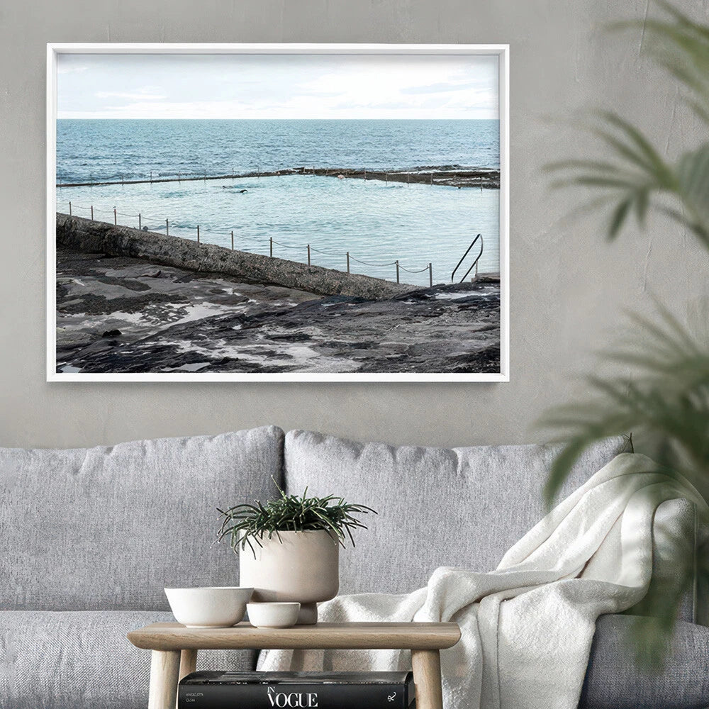South Cronulla Rock Pool Coastal Canvas Wall Art – bedroom lifestyle