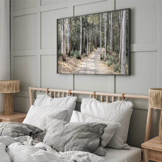 Australian Gumtree Forest Trail Canvas Wall Art – bedroom lifestyle