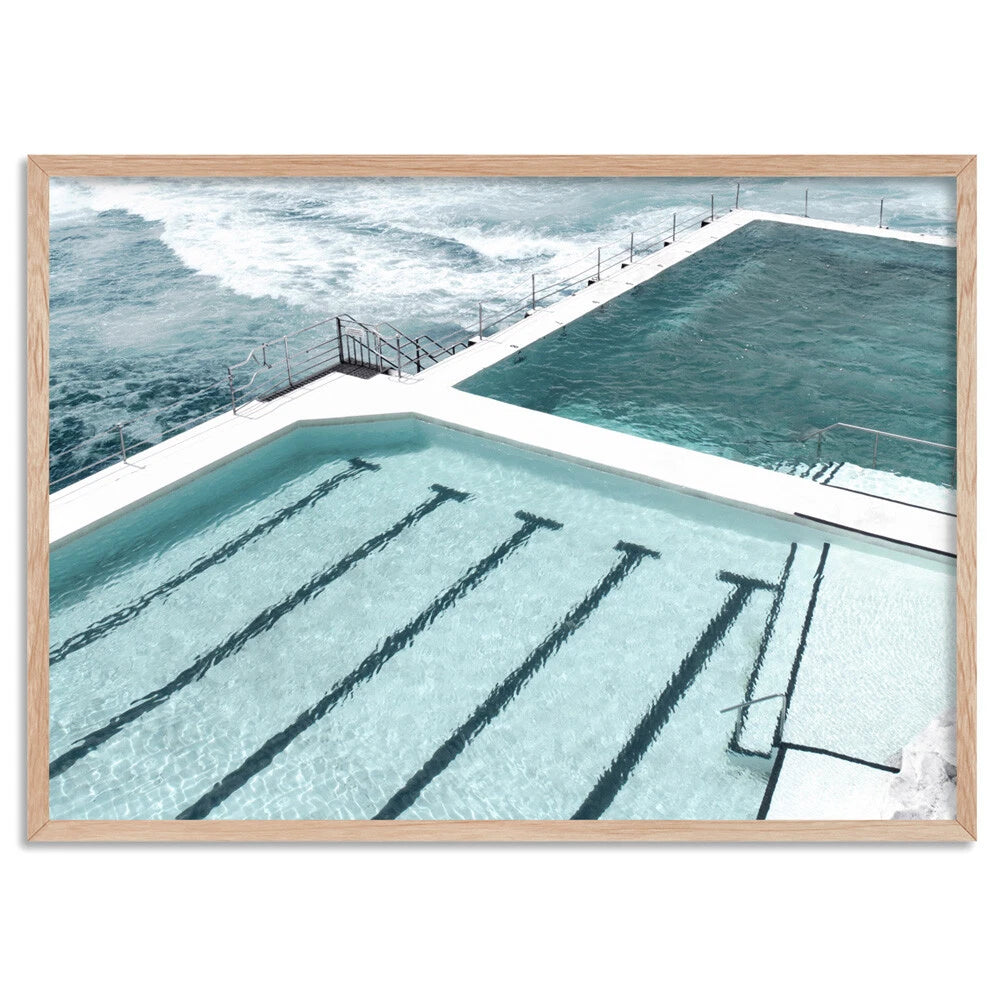 Bondi Icebergs Pool Landscape Canvas Wall Art – birch floating frame