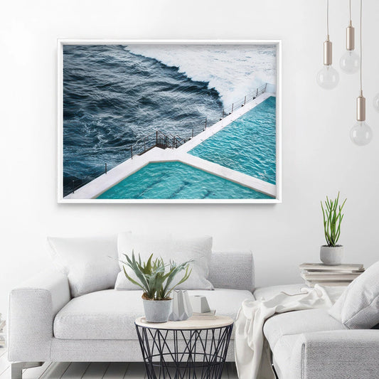 Bondi Icebergs Coastal Canvas Wall Art – bedroom lifestyle