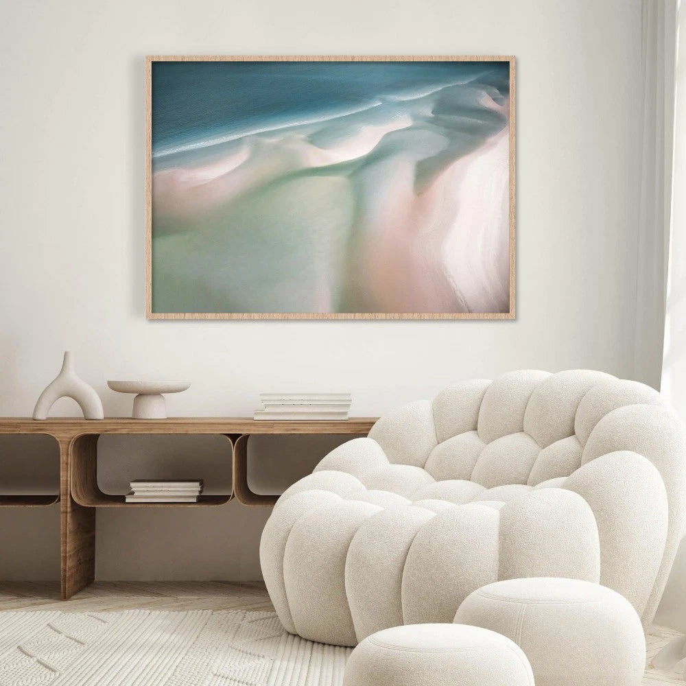 Whitehaven Beach Pastel Dusk Canvas Wall Art – bedroom lifestyle