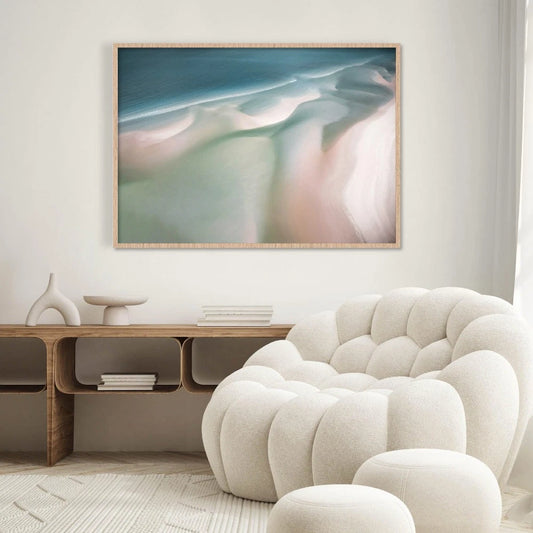 Whitehaven Beach Pastel Dusk Canvas Wall Art – bedroom lifestyle
