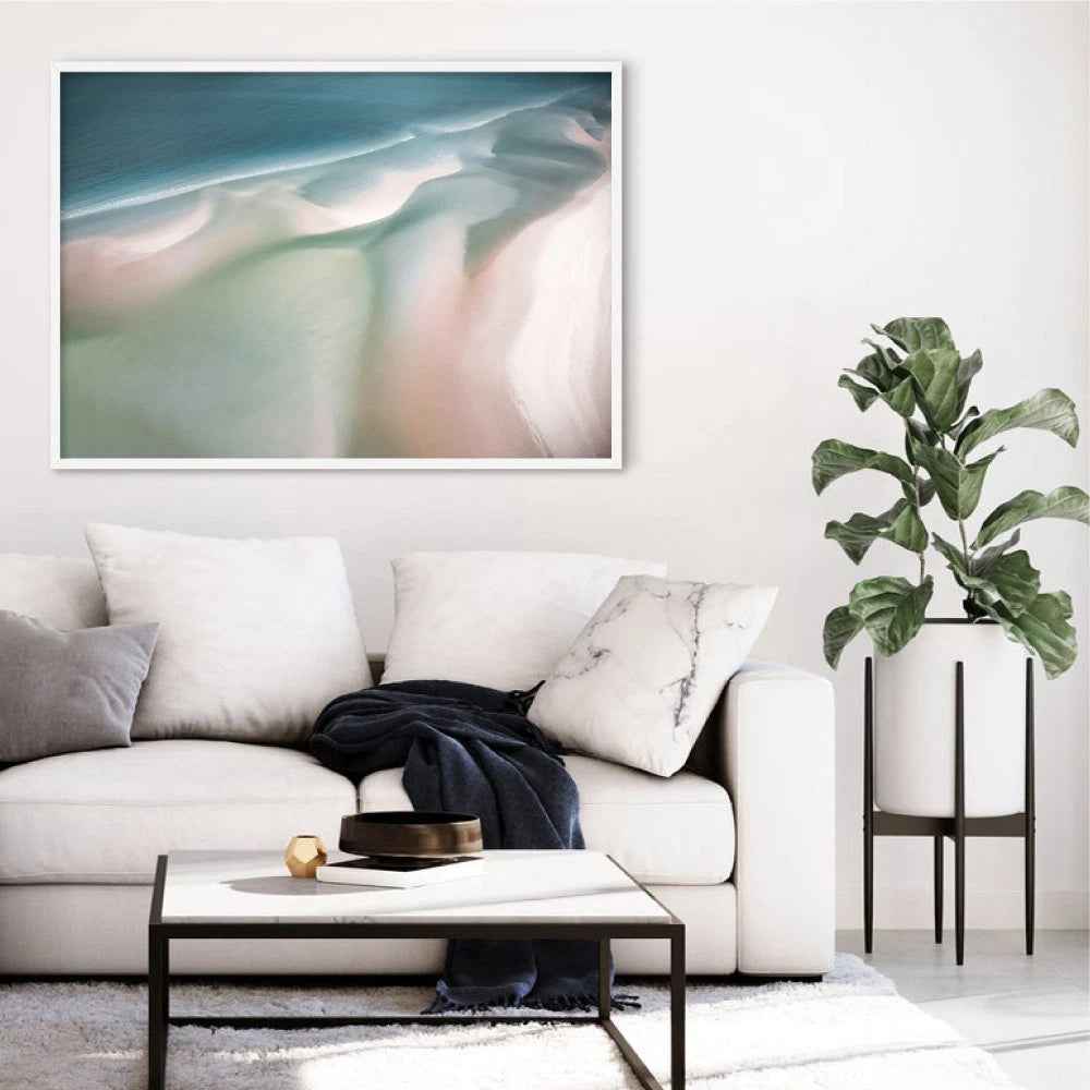 Whitehaven Beach Pastel Dusk Canvas Wall Art – gallery wall lifestyle