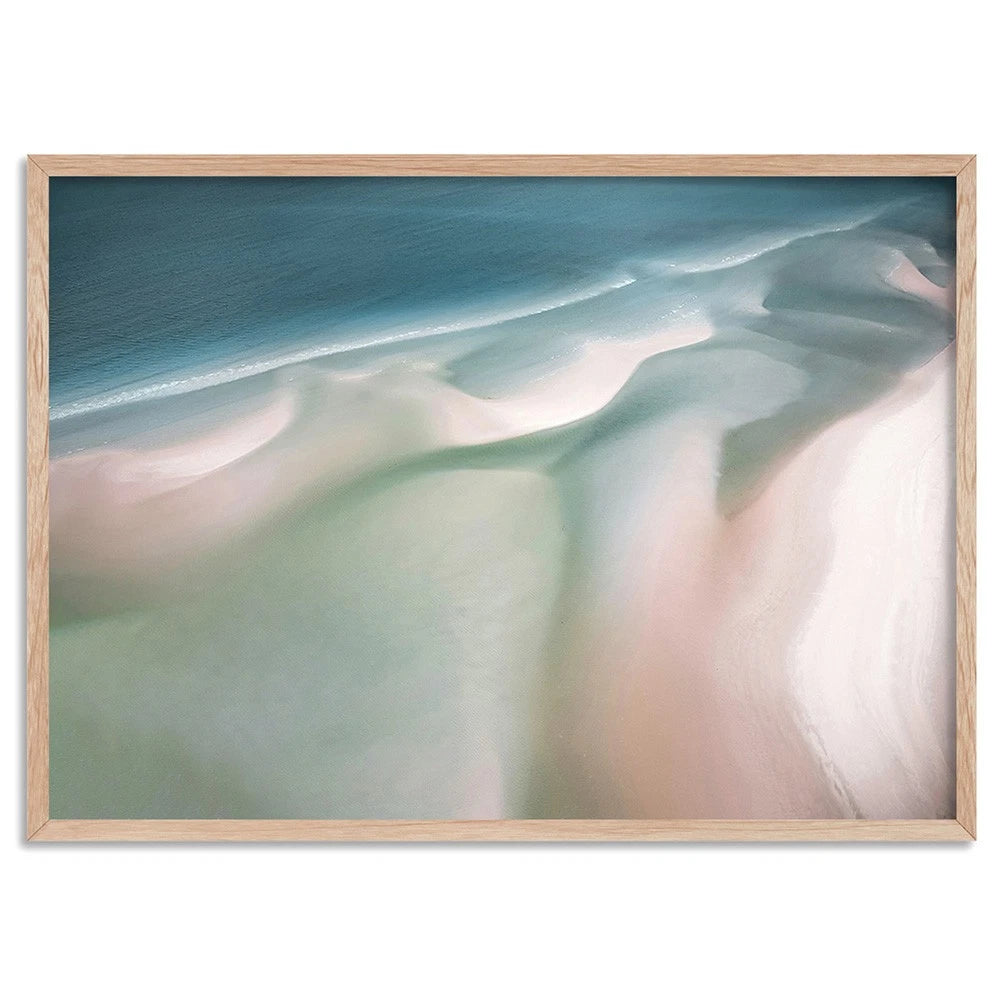 Whitehaven Beach Pastel Dusk Canvas Wall Art – birch floating frame