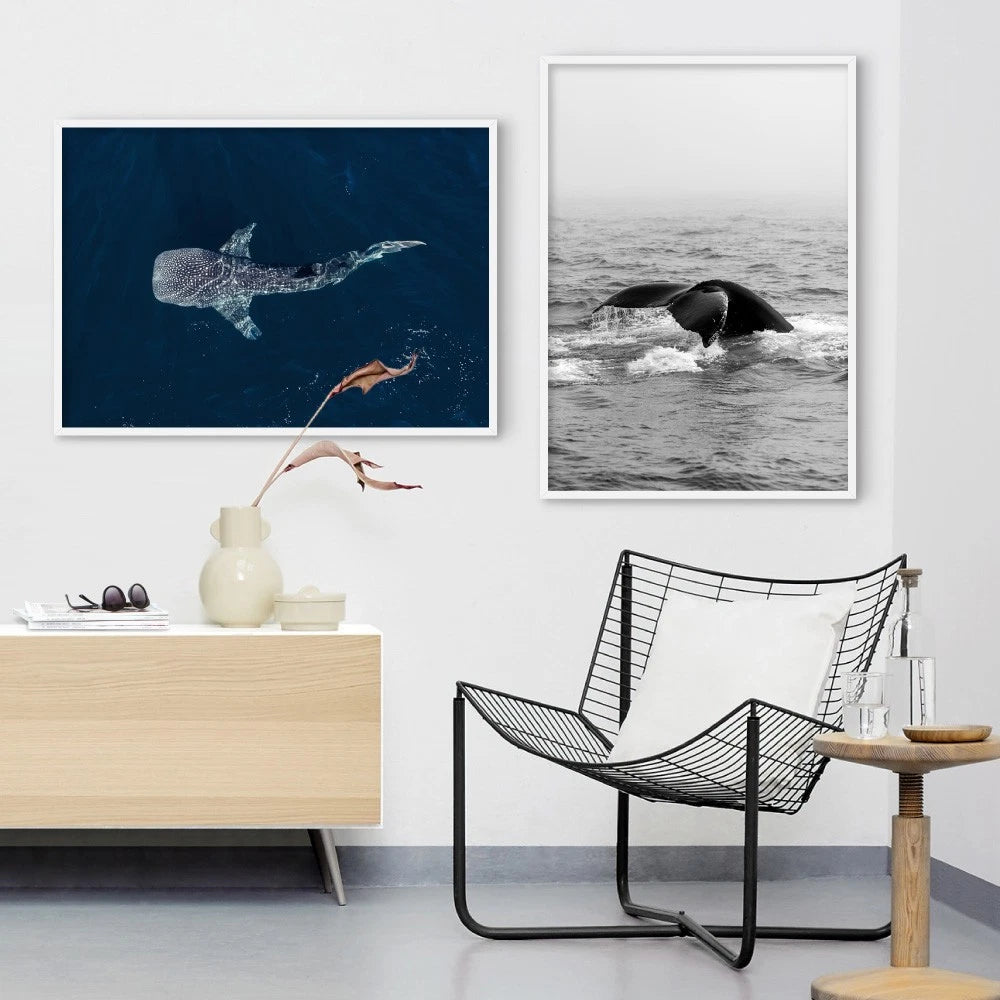 Whale Shark Aerial Ocean Canvas Wall Art – gallery wall lifestyle