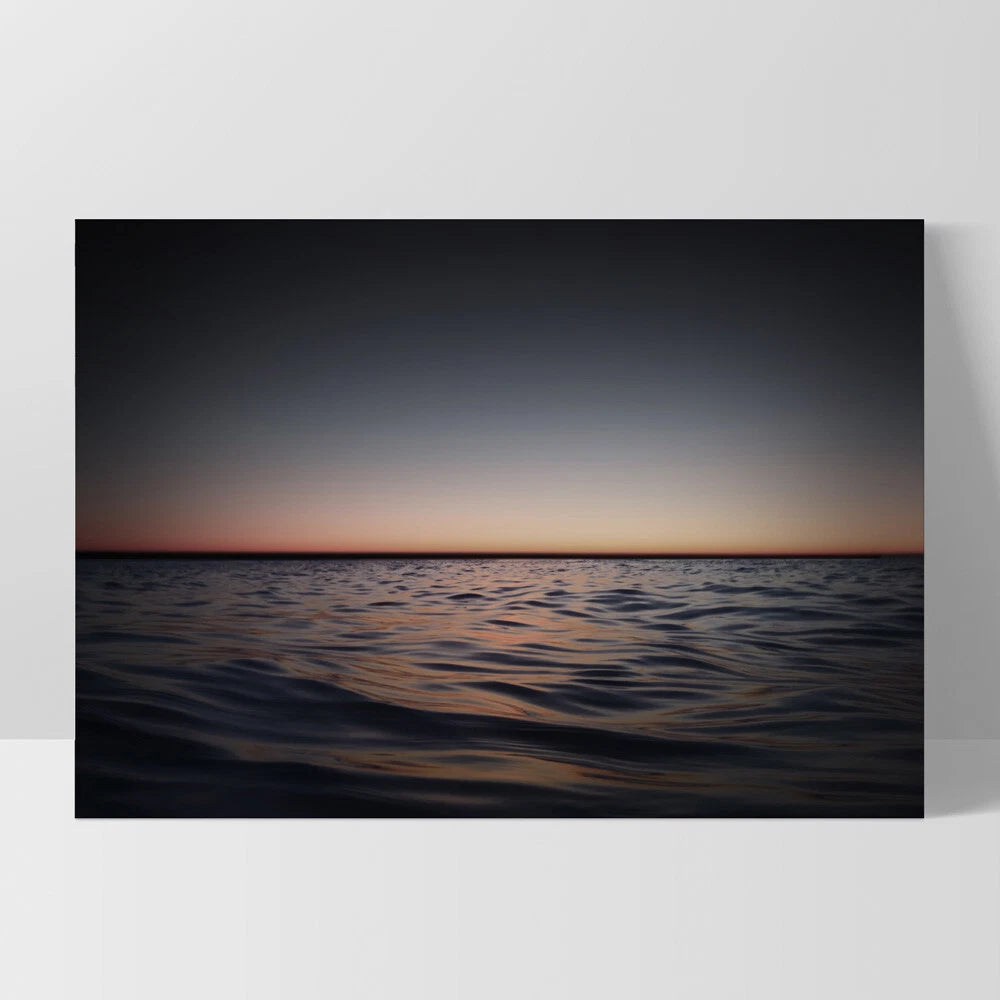 Dramatic Dark Ocean Waves Canvas Wall Art – white floating frame