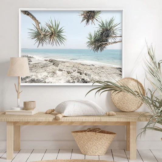 Noosa Beach Ocean Horizon Canvas Wall Art – bedroom lifestyle
