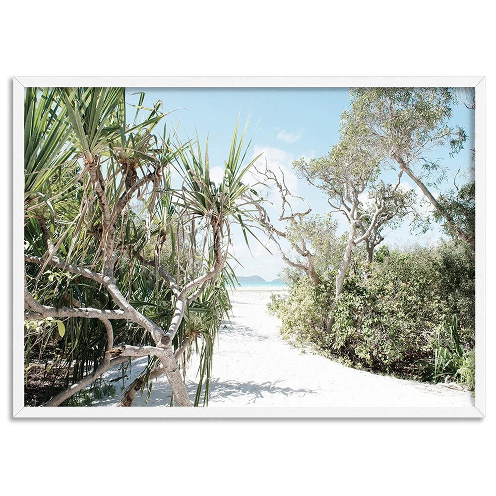 Whitehaven Beach Pandanus Palm Canvas Wall Art – artwork