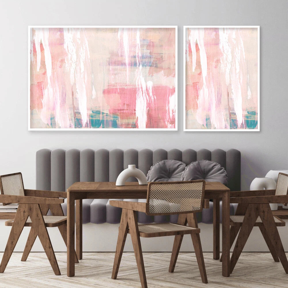 Pastel Blush Distressed Abstract Canvas Wall Art – gallery wall lifestyle