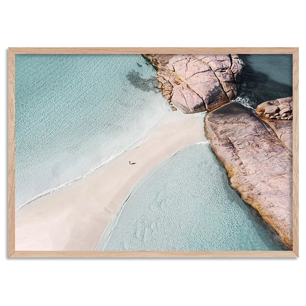 Wylie Bay Esperance Aerial Canvas Wall Art – birch floating frame