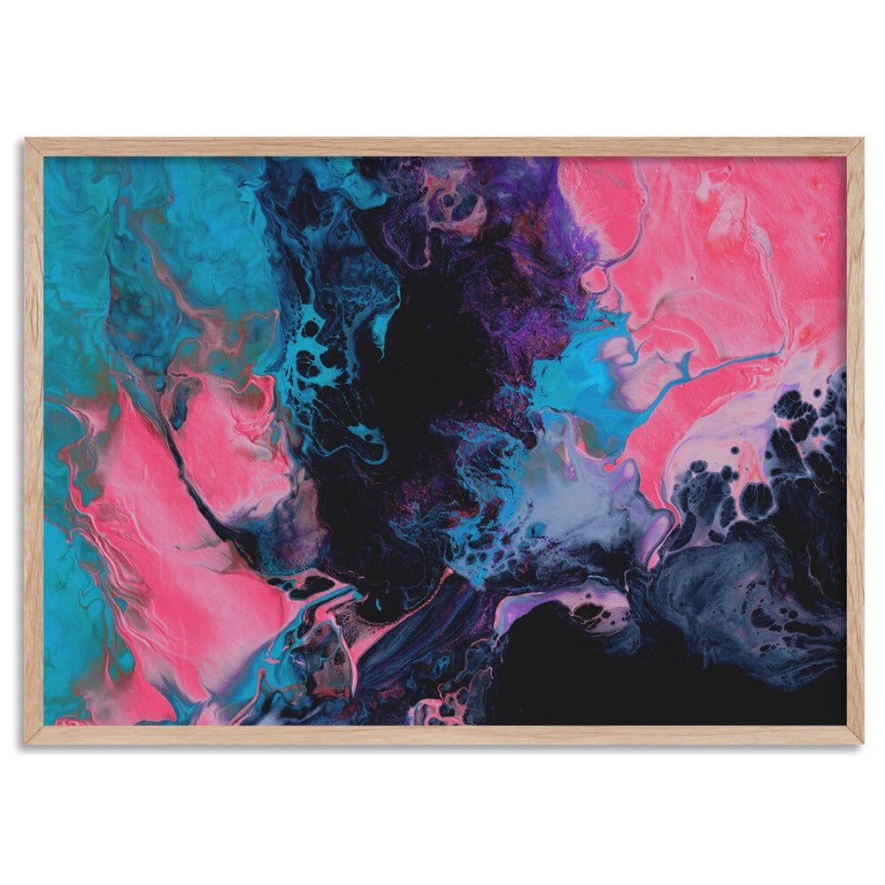 Contemporary Abstract Painting Canvas Wall Art – birch floating frame