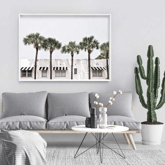 Miami Palm Boulevard Coastal Canvas Wall Art – bedroom lifestyle