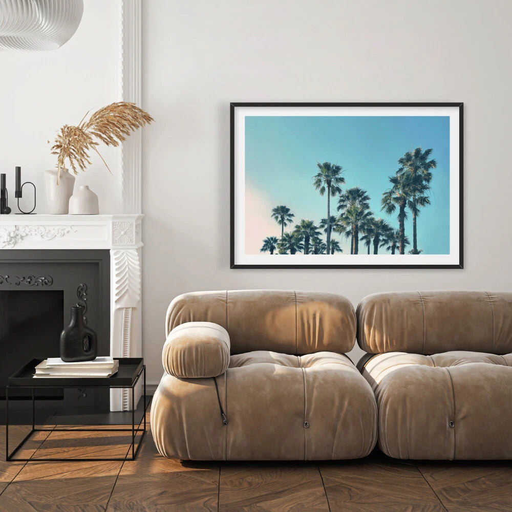California Blue Palms Tropical Canvas Wall Art – gallery wall lifestyle