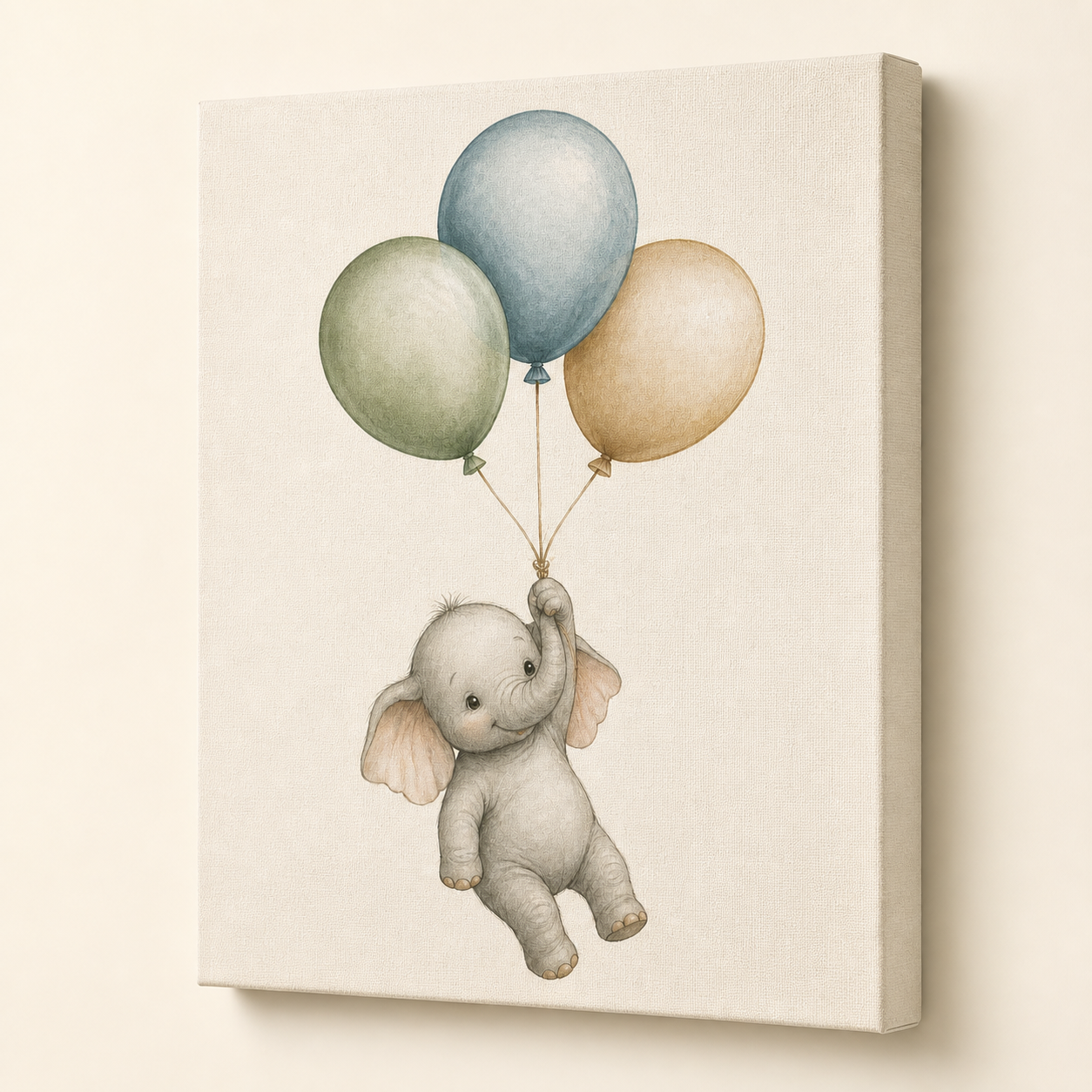 Balloon Adventure Nursery Stretched Canvas Wall Art printed canvas edge and surface detail