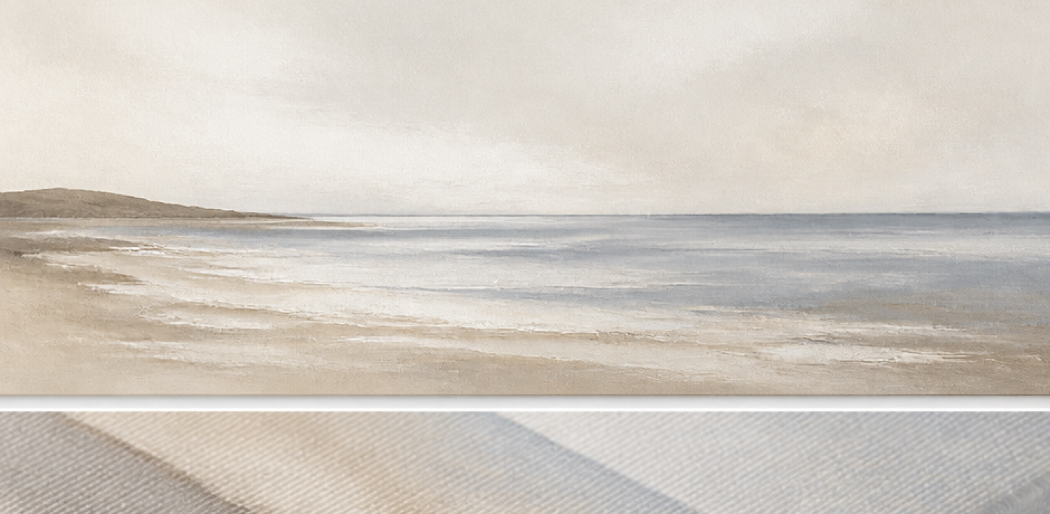 Coastal Stillness Minimalist Stretched Canvas minimalist artwork – full landscape design