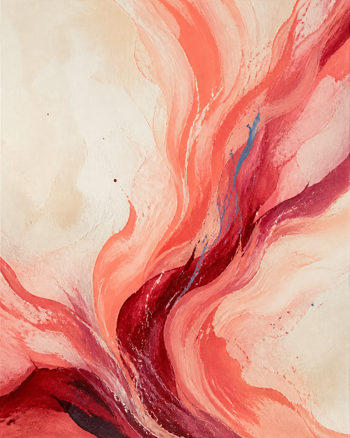 Coral Current coral abstract wall art, portrait orientation
