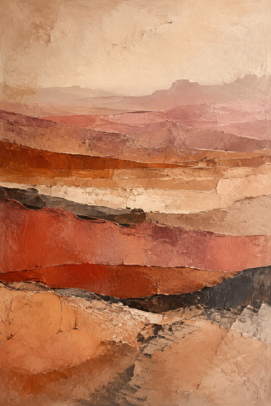 Desert Strata original clay, sandstone and terracotta abstract landscape artwork