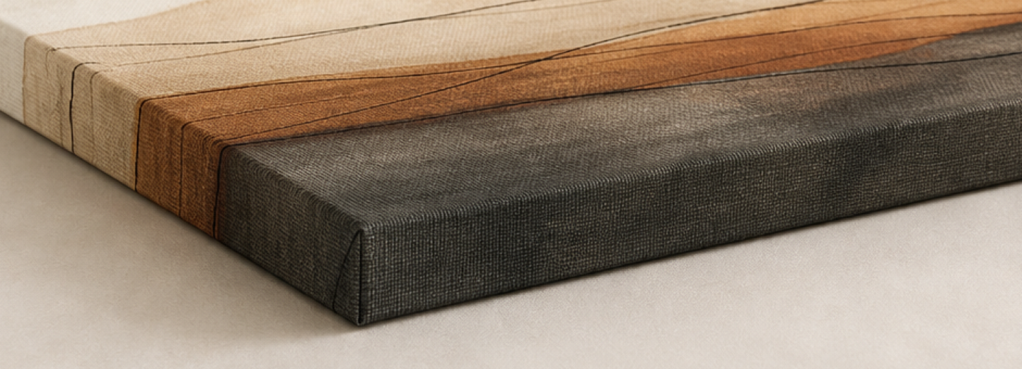 Earthbound Lines Minimalist Stretched Canvas printed canvas texture and wrapped edge detail