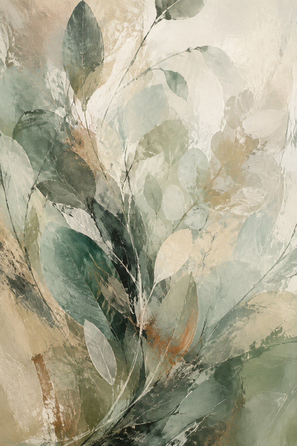 Eucalyptus Veil original sage green and neutral botanical abstract artwork