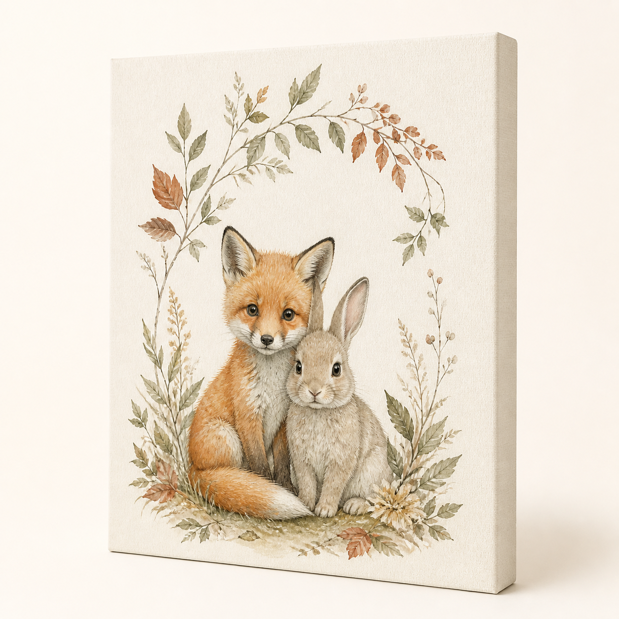 Forest Friends Nursery Stretched Canvas Wall Art printed canvas edge and surface detail