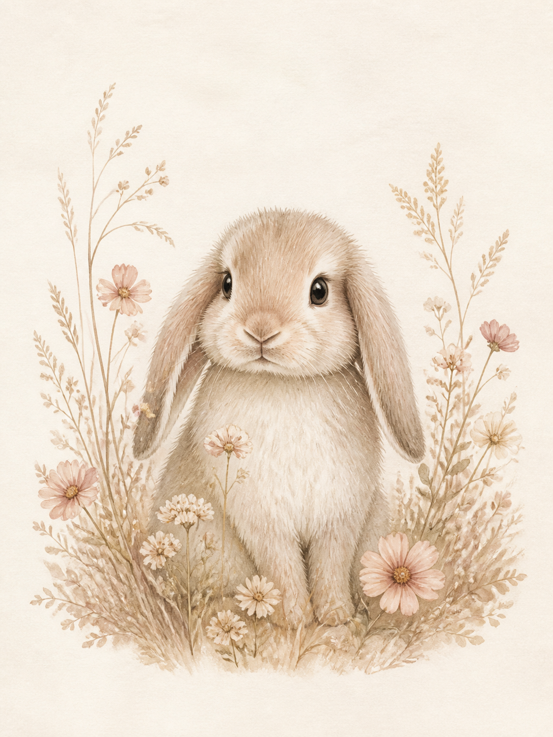 Gentle Bunny Nursery Stretched Canvas Wall Art – printed artwork featured image