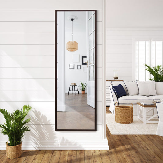 108 cm Over-the-Door Full-Length Mirror with Adjustable Hooks – Brown