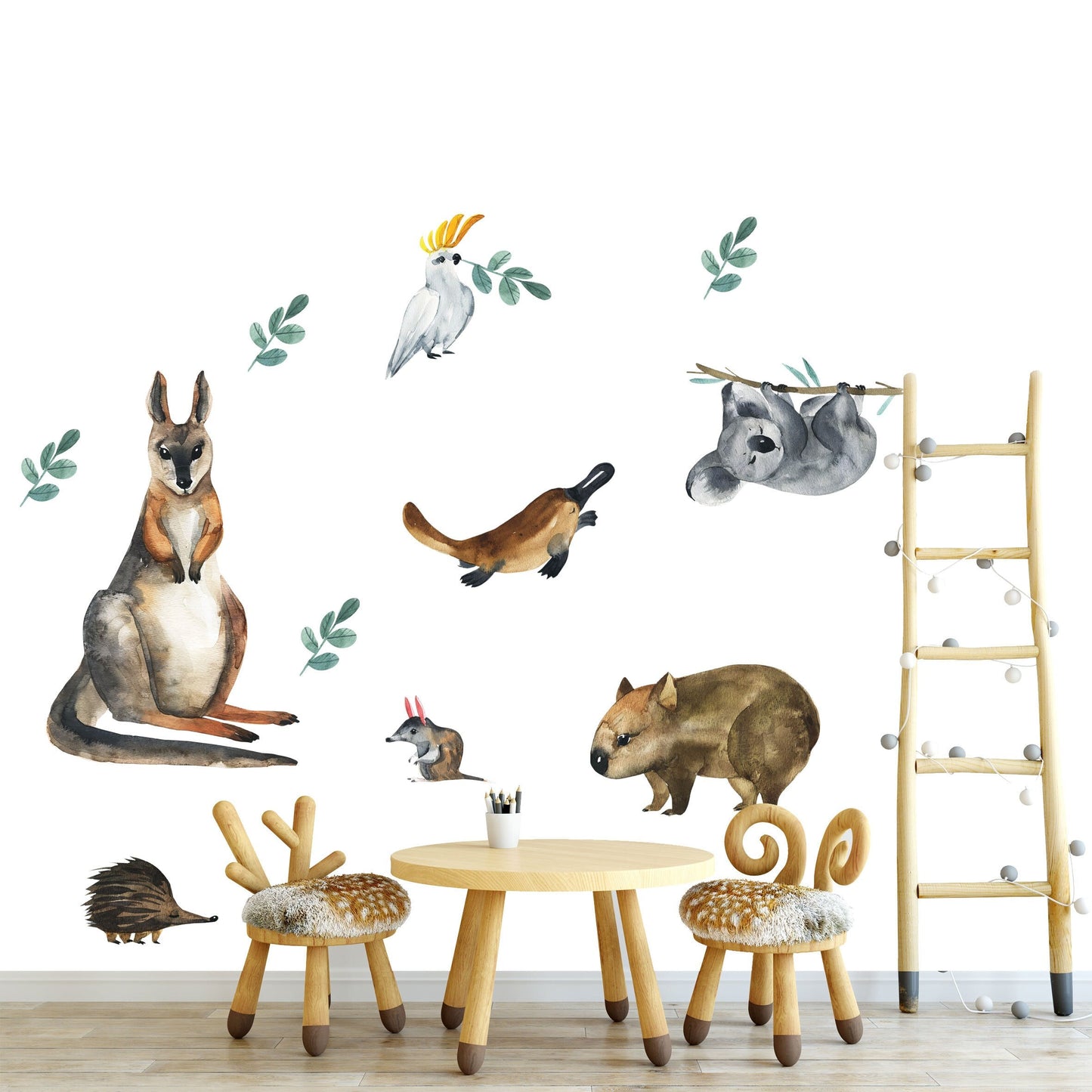 Watercolor Australian Animals Native Wildlife Wall Decal - BR002