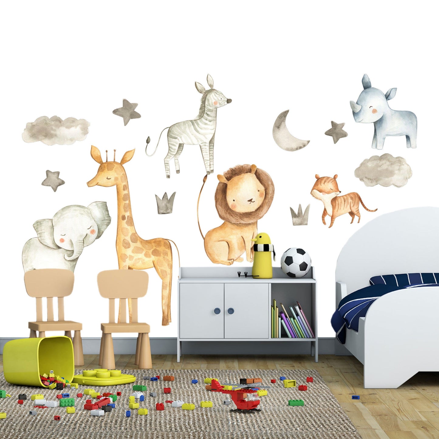Adorable Baby Animals Watercolor Wall Decals for Girl's Room - BR003