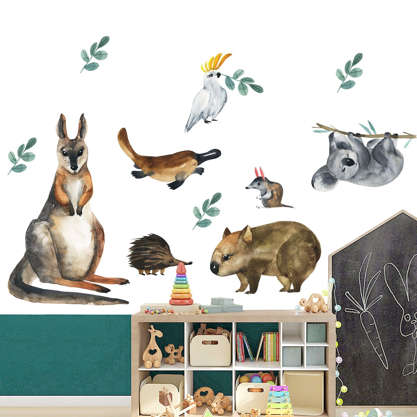 Watercolor Australian Animals Native Wildlife Wall Decal - BR002