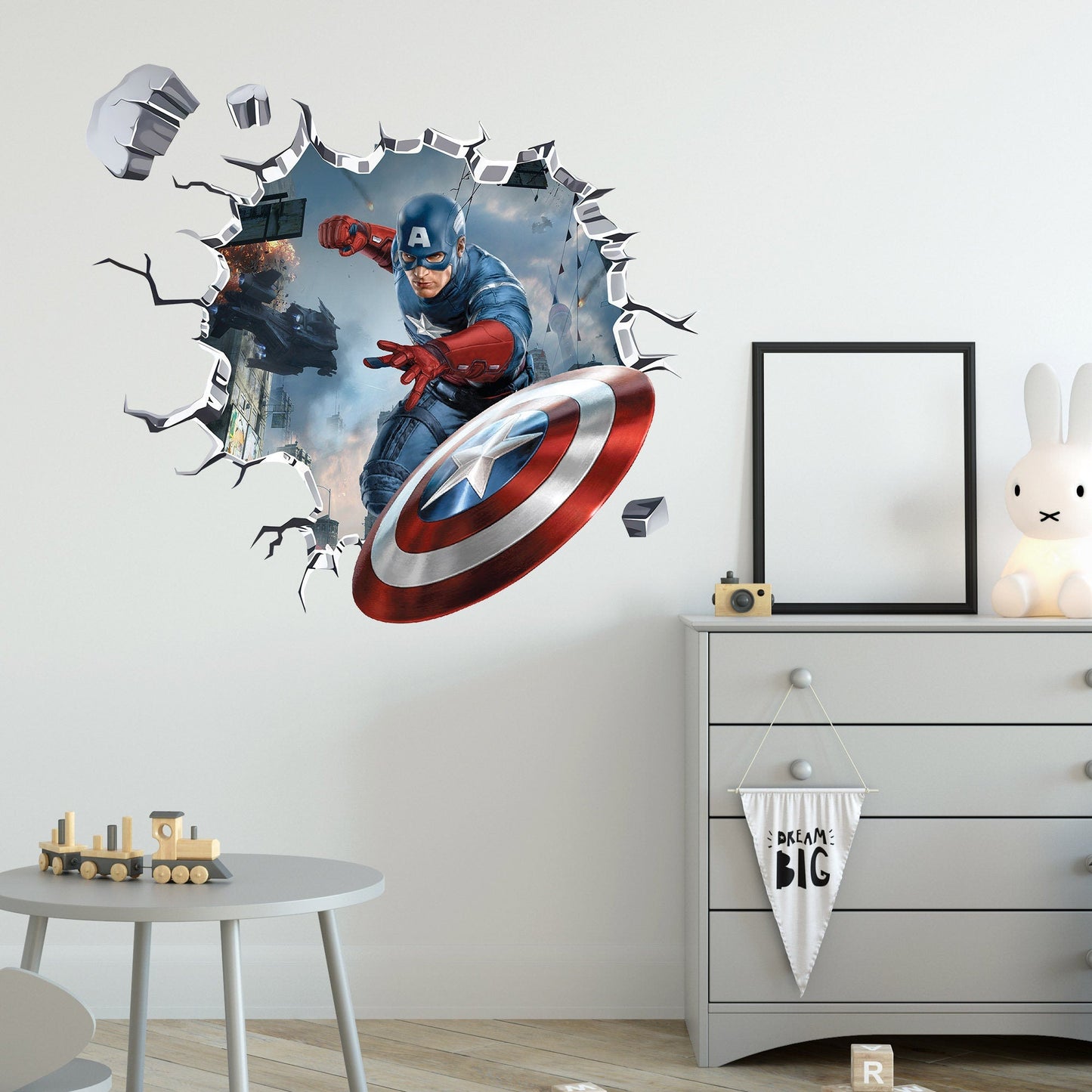 Avengers Hulk Spiderman Captain America Ironman 3D Broken Wall Decal